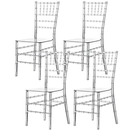 Fabulaxe Modern Acrylic Stackable Chiavari Dining Chair, Clear Party Chair, Ctystal Acrylic Chair, 4PK QI004658.CL.4